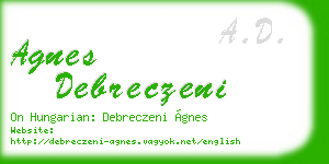 agnes debreczeni business card